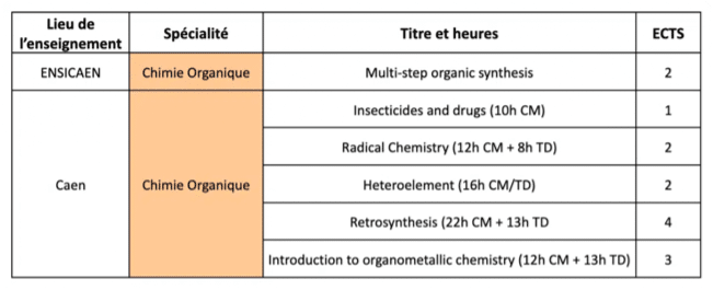 MASTER IN ORGANIC CHEMISTRY AND INTERFACES